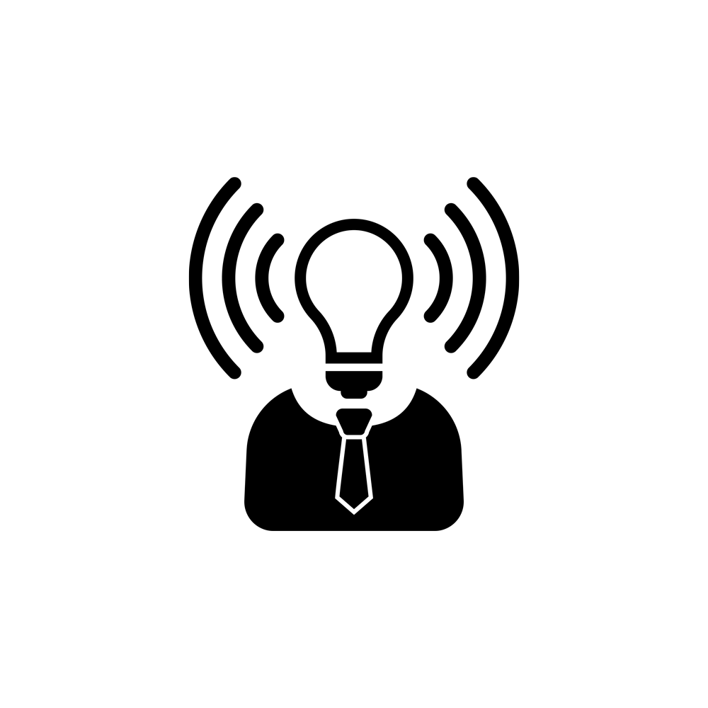 body icon with light bulb head